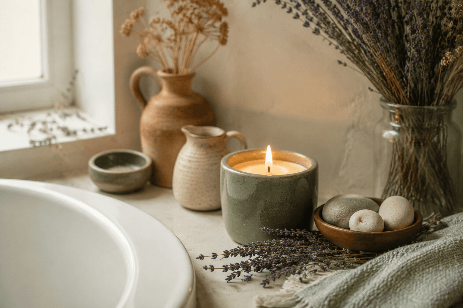 Home fragrance styled in a calm interior