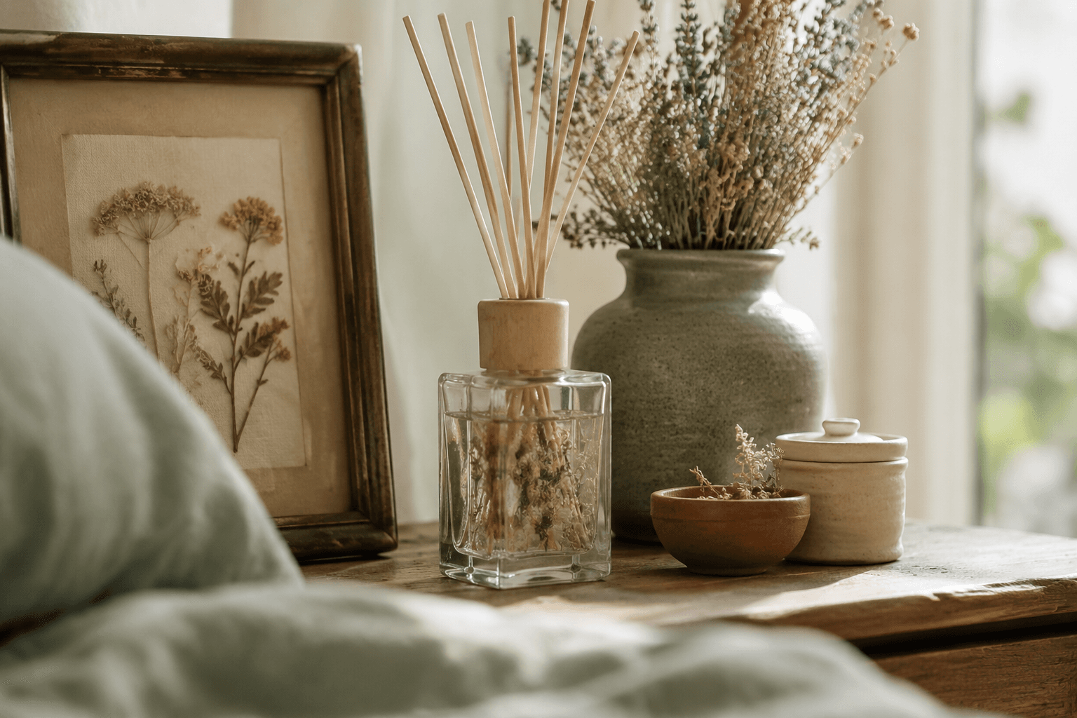 Home fragrance styled in a calm interior
