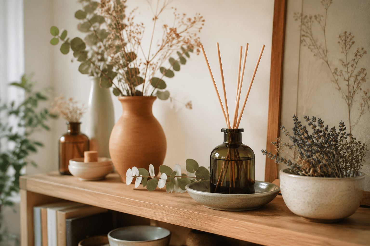 Home fragrance styled in a calm interior