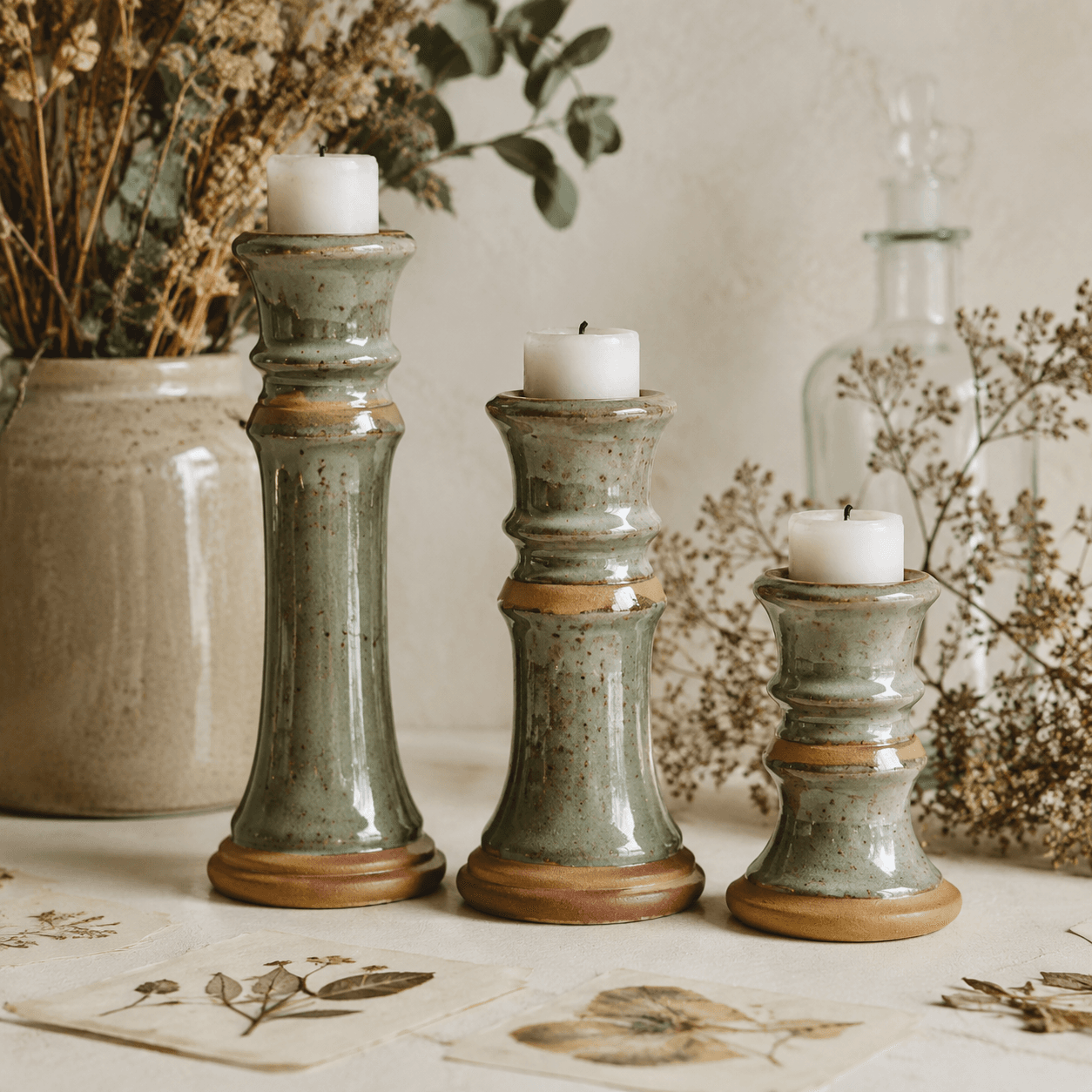 Decorative Candle Holders — Set of Three